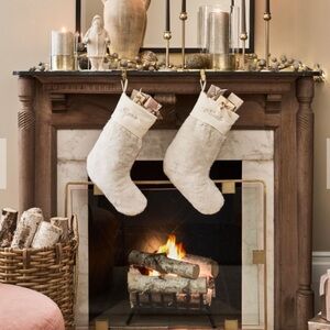 Pottery barn fur stockings set
